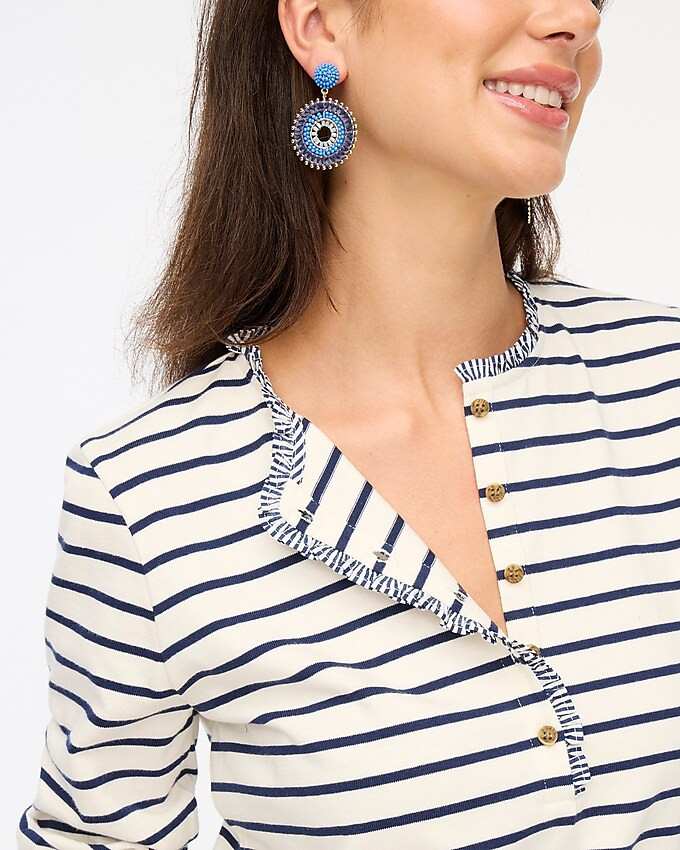 Striped ruffle-collar henley | J.Crew Factory