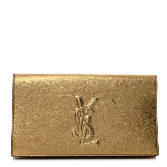 Metallic Calfskin Monogram Large Belle De Jour Clutch Gold | FASHIONPHILE (US)
