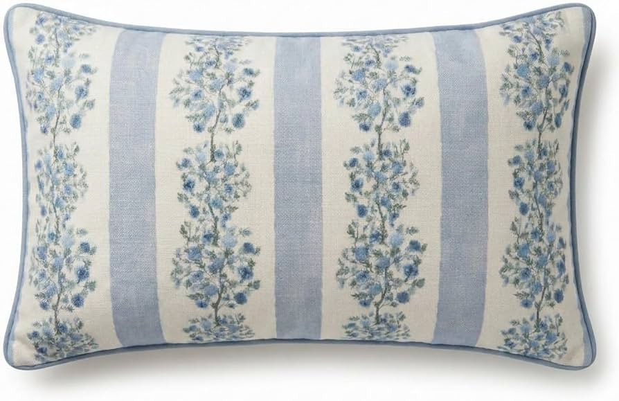 Jillien Harbor Juliet Lumbar Grandmillennial Pillow Cover Only, 12"x20" Blue and White for Couch,... | Amazon (US)