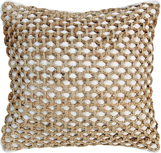 Boho Living Jada Decorative Pillow Pillows, 20 in x 20 in x 6.5 in, White | Amazon (US)