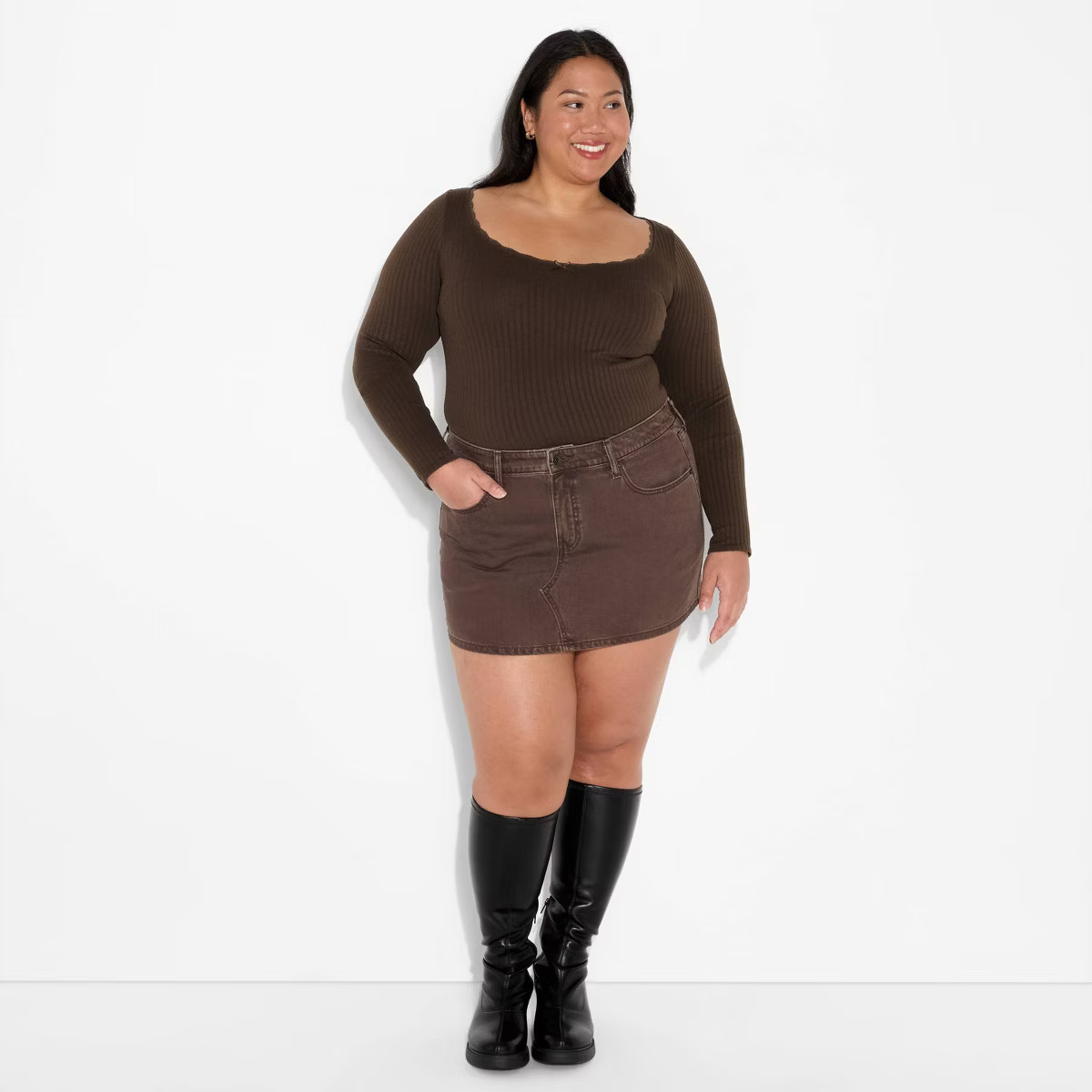 Women's Long Sleeve Seamless Square Neck Blouse - Wild Fable™ | Target