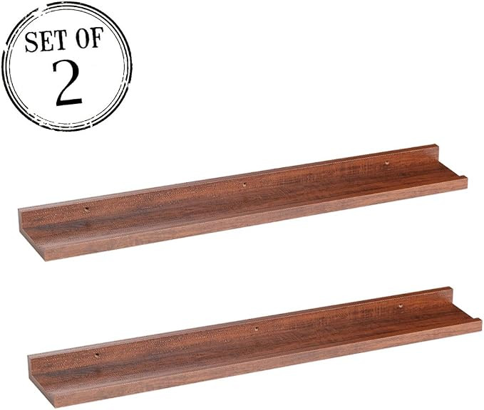 O&K FURNITURE Modern Style Espresso-Teak Floating Wall Shelves CD Book Display Storage Unit 31.5"... | Amazon (US)