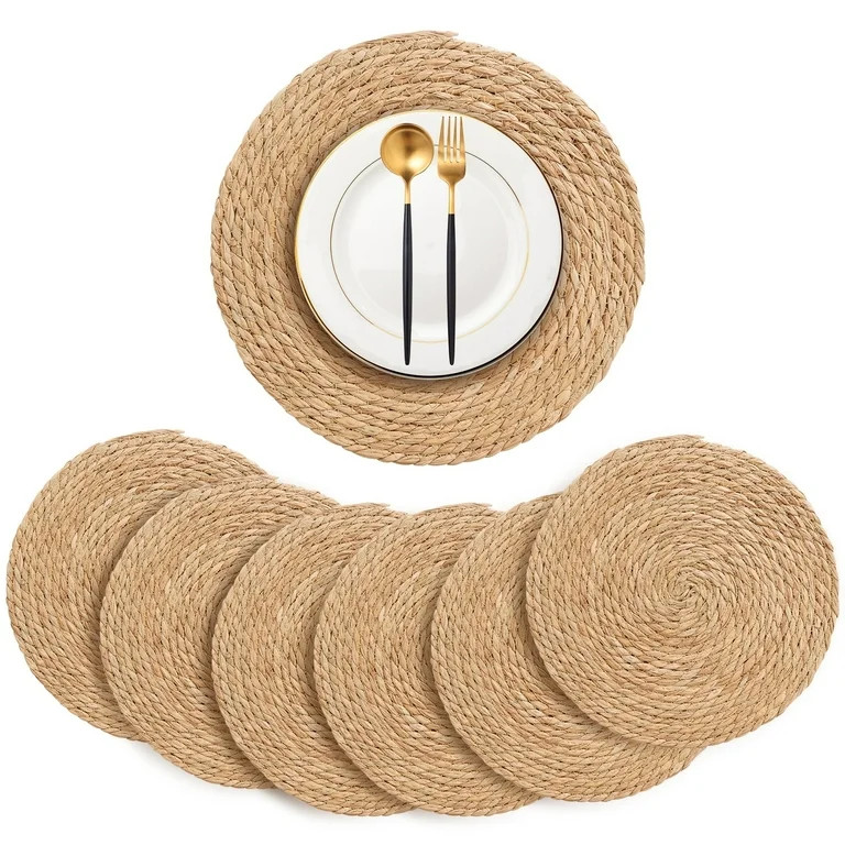 Floyzoy Round Placemats, Set of 6, Handwoven 33-inch Heat Resistant Dining Table Mats | Walmart (US)