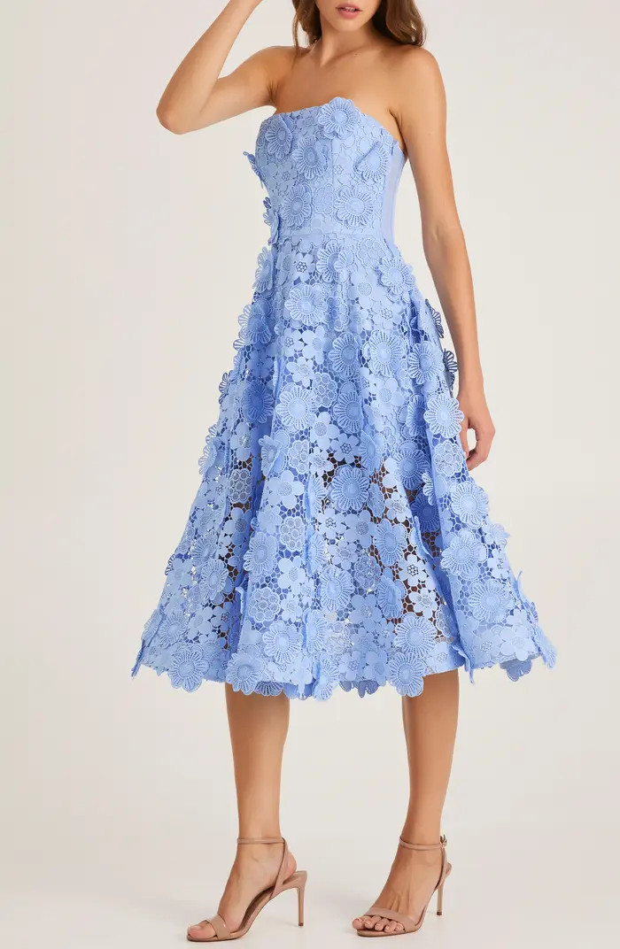 Florence 3D Floral Embroidered Fit & Flare Cocktail Dress | Nordstrom
