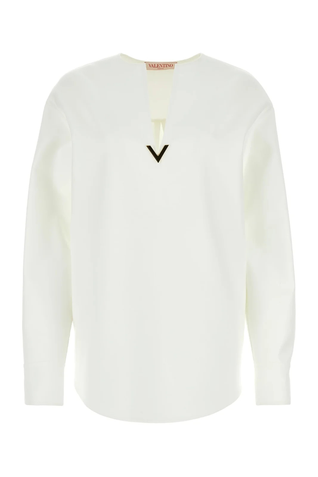 Valentino Logo Plaque V-Neck Top | Cettire Global