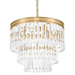 North Falls 5-Light Gold Tiered Pendant Light with Crystal Shade | The Home Depot