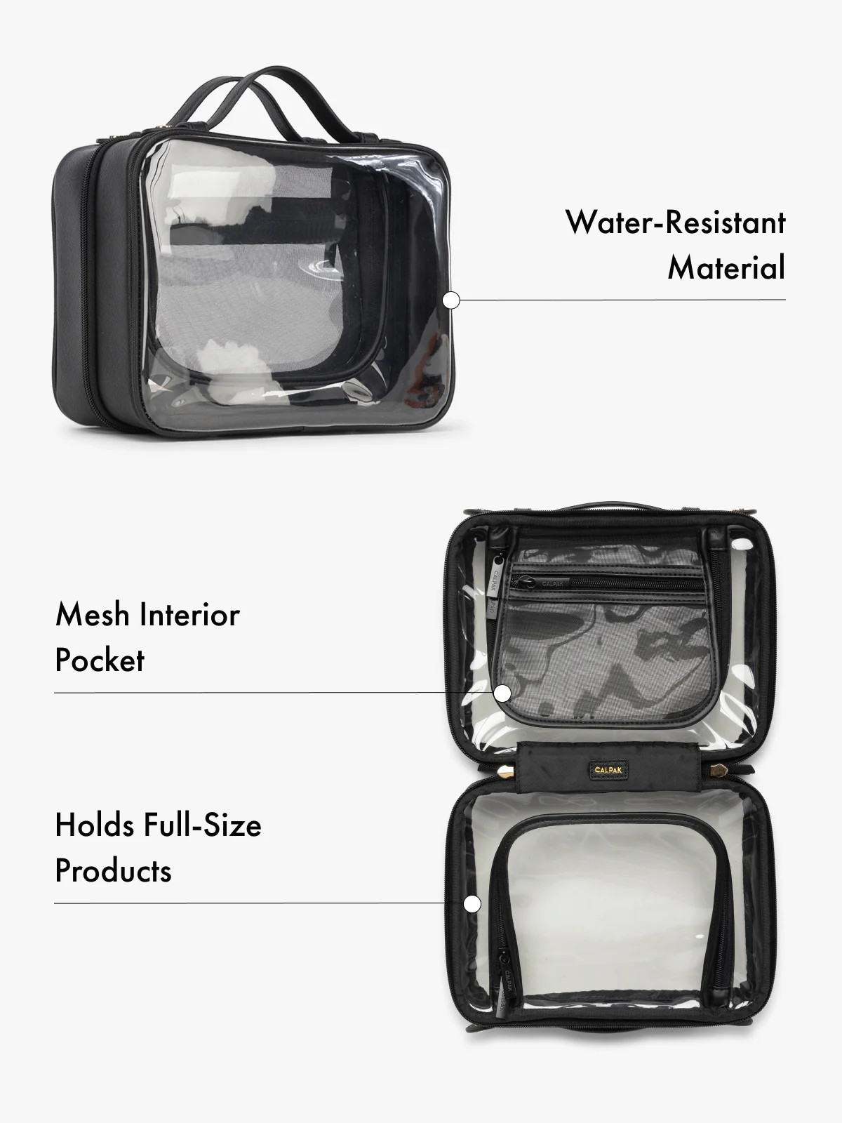 Medium Clear Cosmetics Case in Black | CALPAK