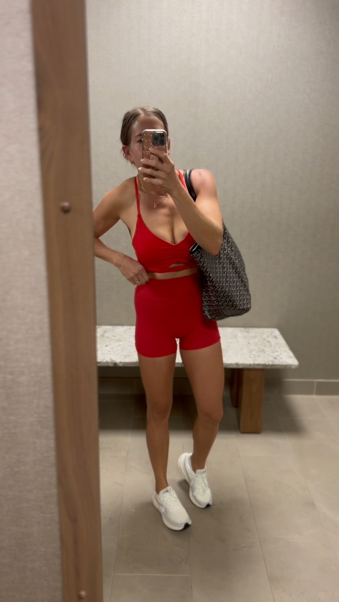 Loving this red Amazon workout set!  Both pieces are under $30!  I love the buttery soft fabric and no front seam on the shorts!  Better than Lululemon!

Wearing large in the sports bra and medium in the shorts.  

#LTKFindsUnder50 #LTKActive #LTKBeauty