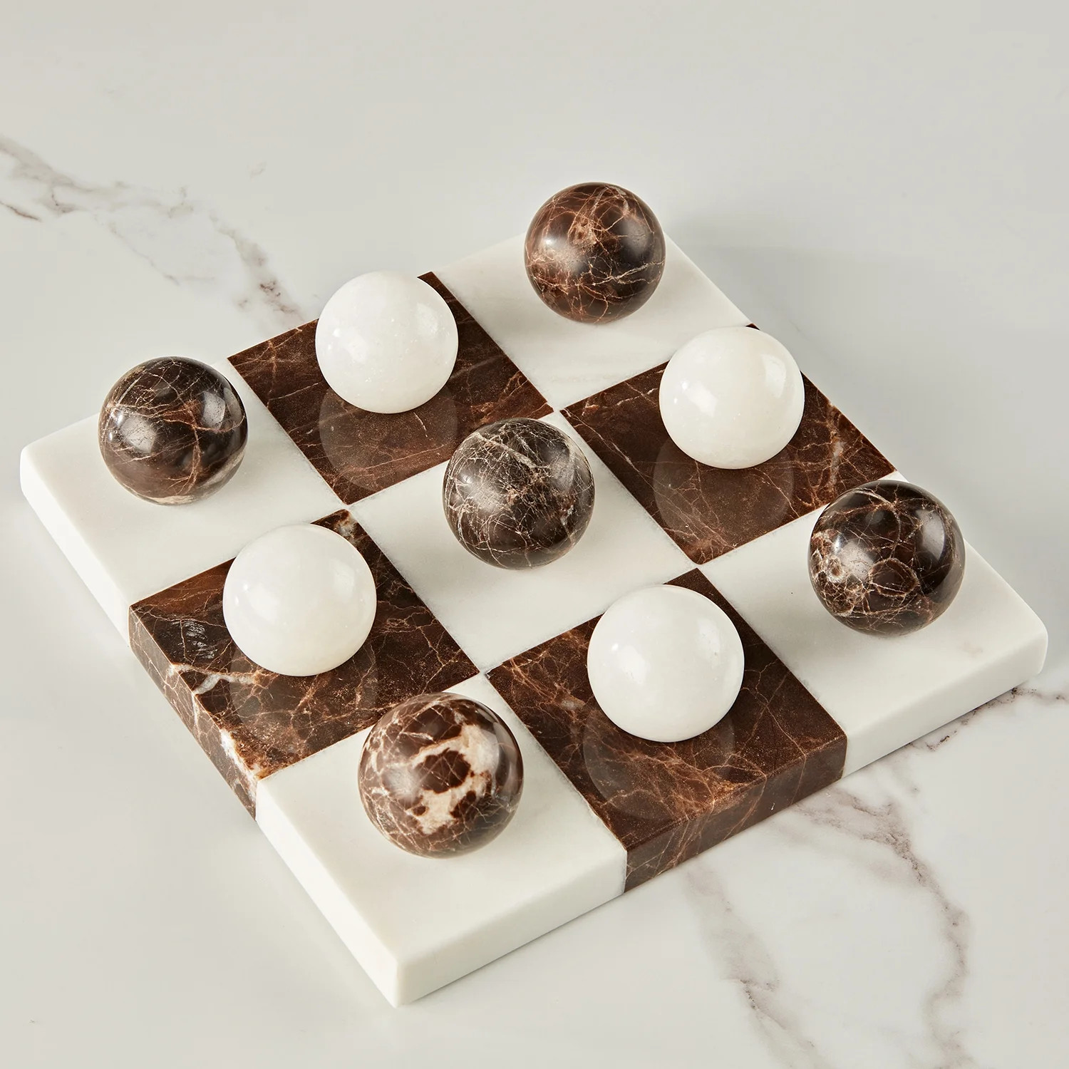 Decorative Brown Dual Marble Classic Tic-Tac-Toe Board ,Marble Tic Tac Toe Game, Marble Board Tab... | Walmart (US)
