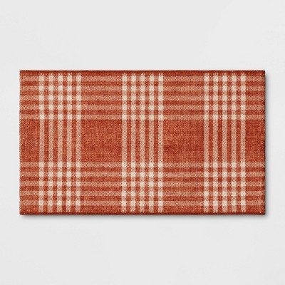 1'8"x2'10" Plaid Chenille Scatter Accent Rug Orange - Threshold™ | Target