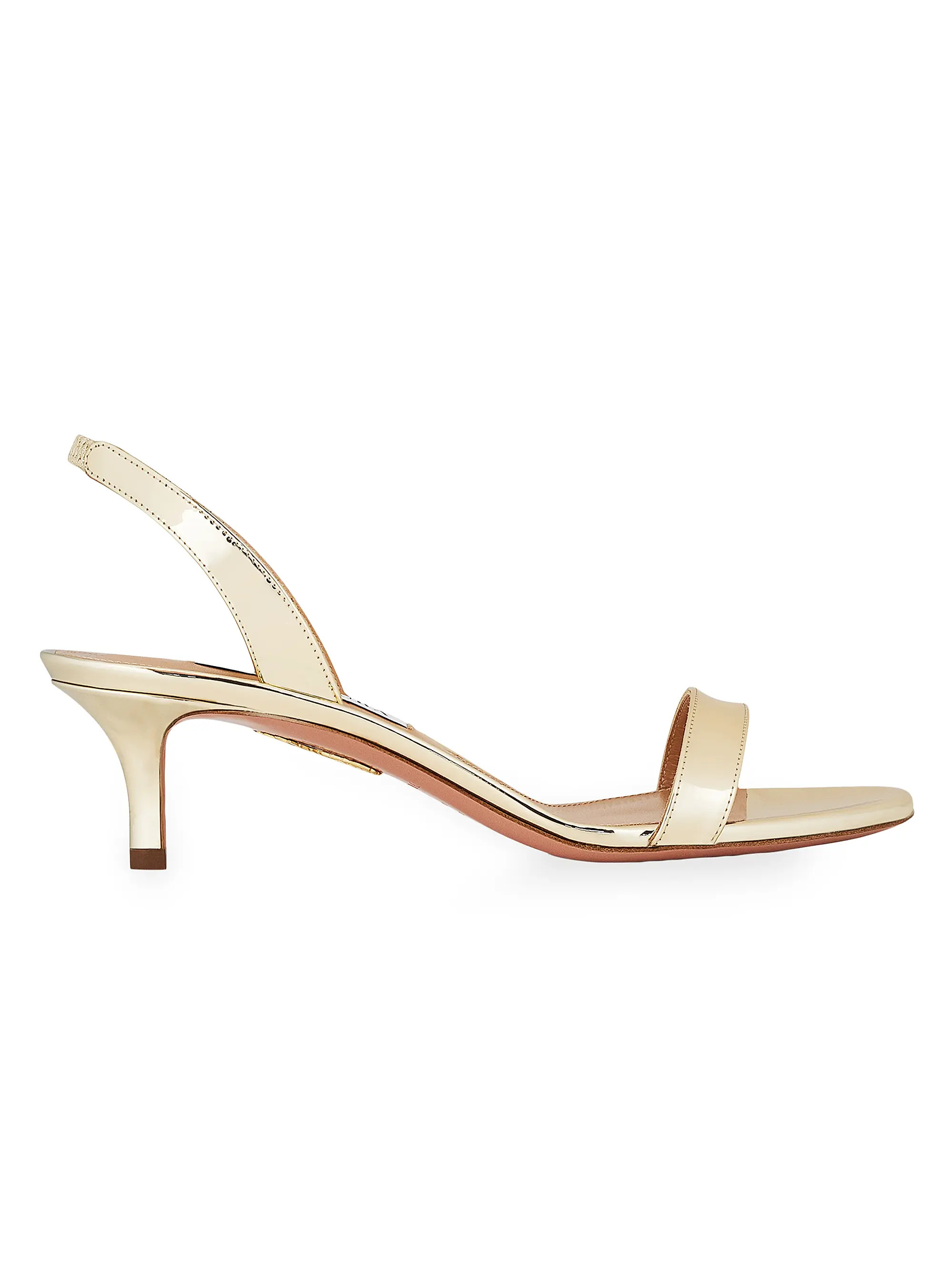 Aquazzura So Nude 50MM Metallic Slingback Sandals | Saks Fifth Avenue | Saks Fifth Avenue