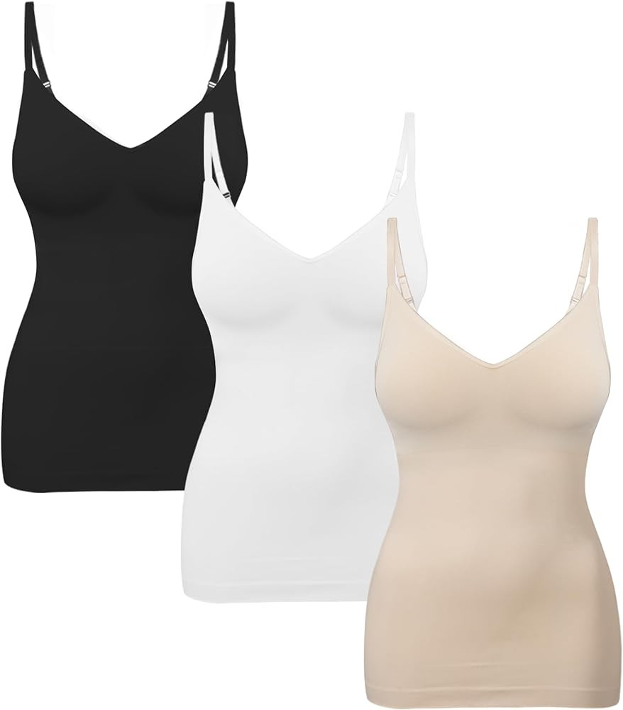 EUYZOU Womens Tummy Control Shapewear Tank Tops Seamless V-Neck Compression Tank Tops Body Shaper... | Amazon (US)