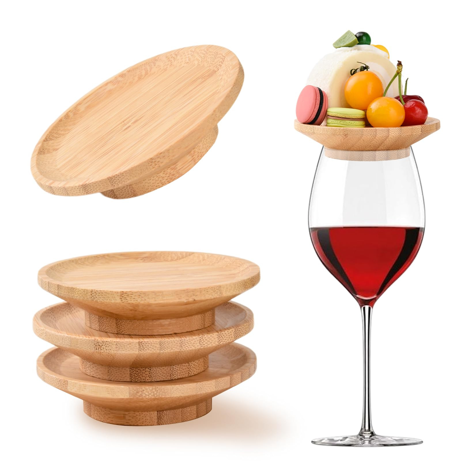 6 Pcs Wine Glass Charcuterie Topper, 4" Mini Charcuterie Boards, Wine Appetizer Plates for Family... | Amazon (US)