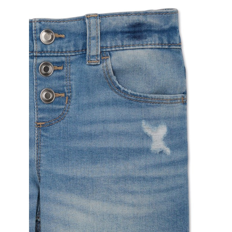 Wonder Nation Girls Midi Distressed Denim Shorts, 2-Pack | Walmart (US)