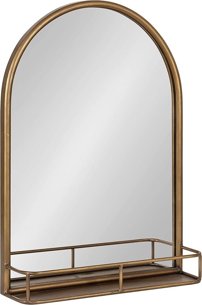 Kate and Laurel Estero Modern Arched Mirror with Shelf, 20 x 28, Gold, Transitional Arch Mirror f... | Amazon (US)