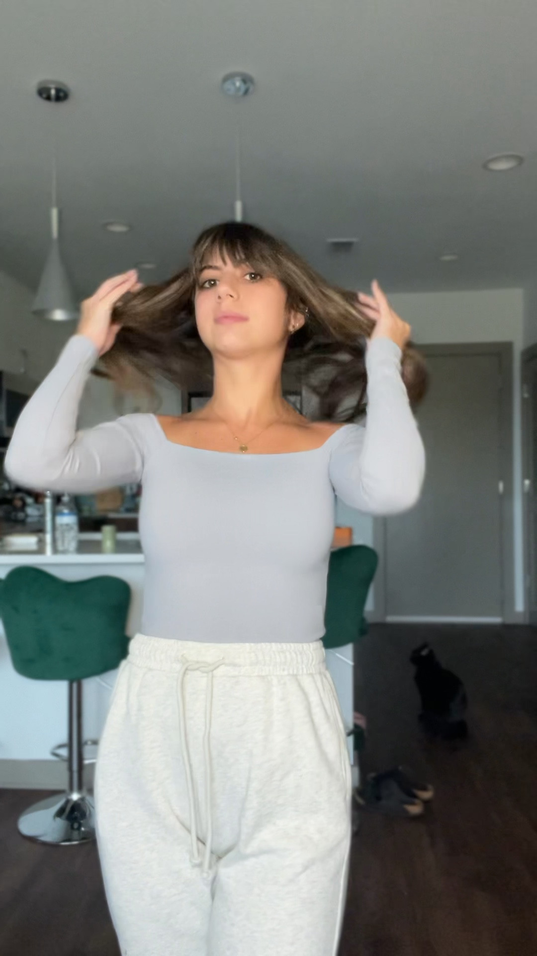 Abercrombie grey off the shoulder bodysuitt