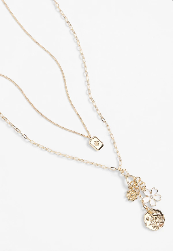 Floral Charm Layered Necklace | Maurices