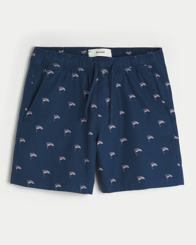Men's Mid-Thigh American Flag Pattern Pull-On Shorts | Men's Bottoms | HollisterCo.com | Hollister (US)