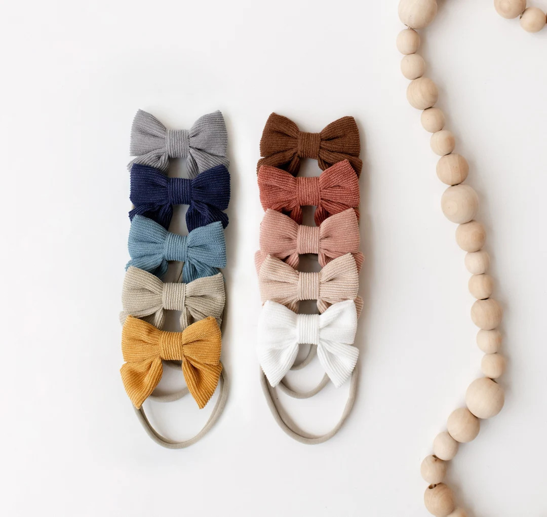 10 Pack Baby Bow Headbands Corduroy Bows, Baby Headband, Baby Bows, Baby Girl Headband, Newborn B... | Etsy (US)