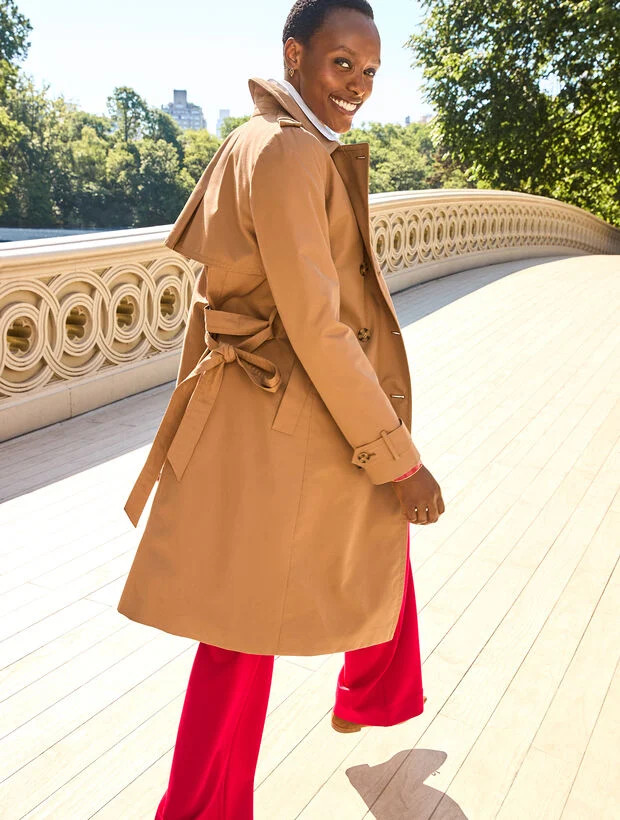 Twill Double Breasted Trench Coat | Talbots