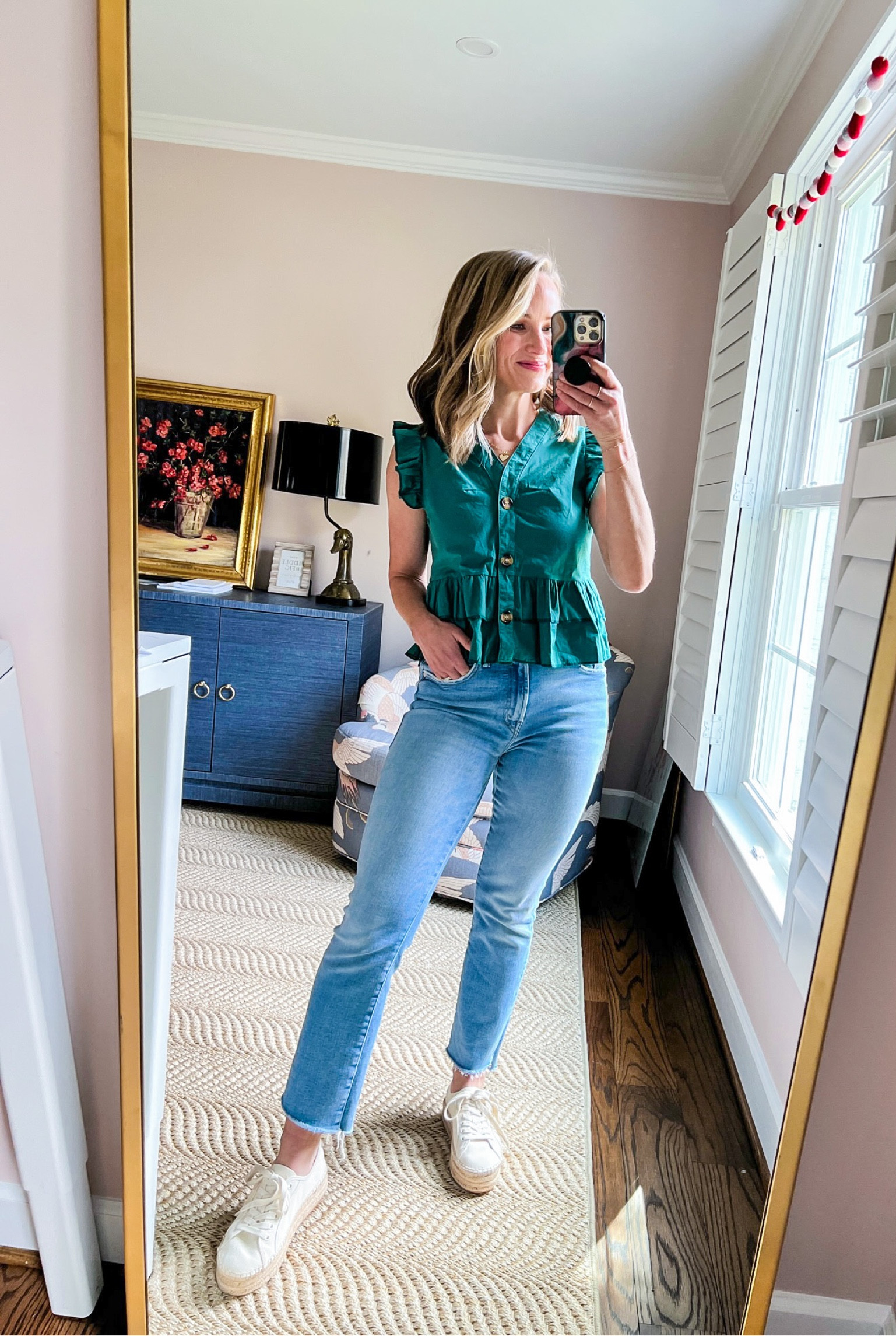 Wearing a size small in this sleeveless ruffle button up Amazon blouse. Only $14!

#LTKstyletip #LTKSeasonal #LTKunder50