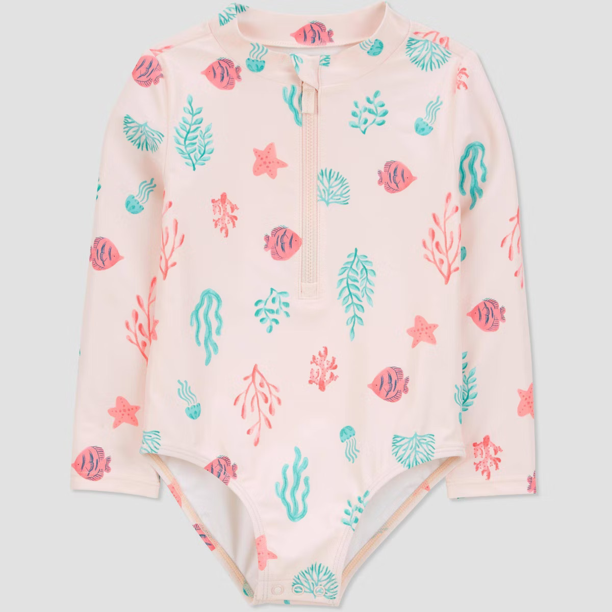 Carter's Just One You®️ Toddler Girls' Long Sleeve Starfish And Fish Printed One Piece Rash Gu... | Target