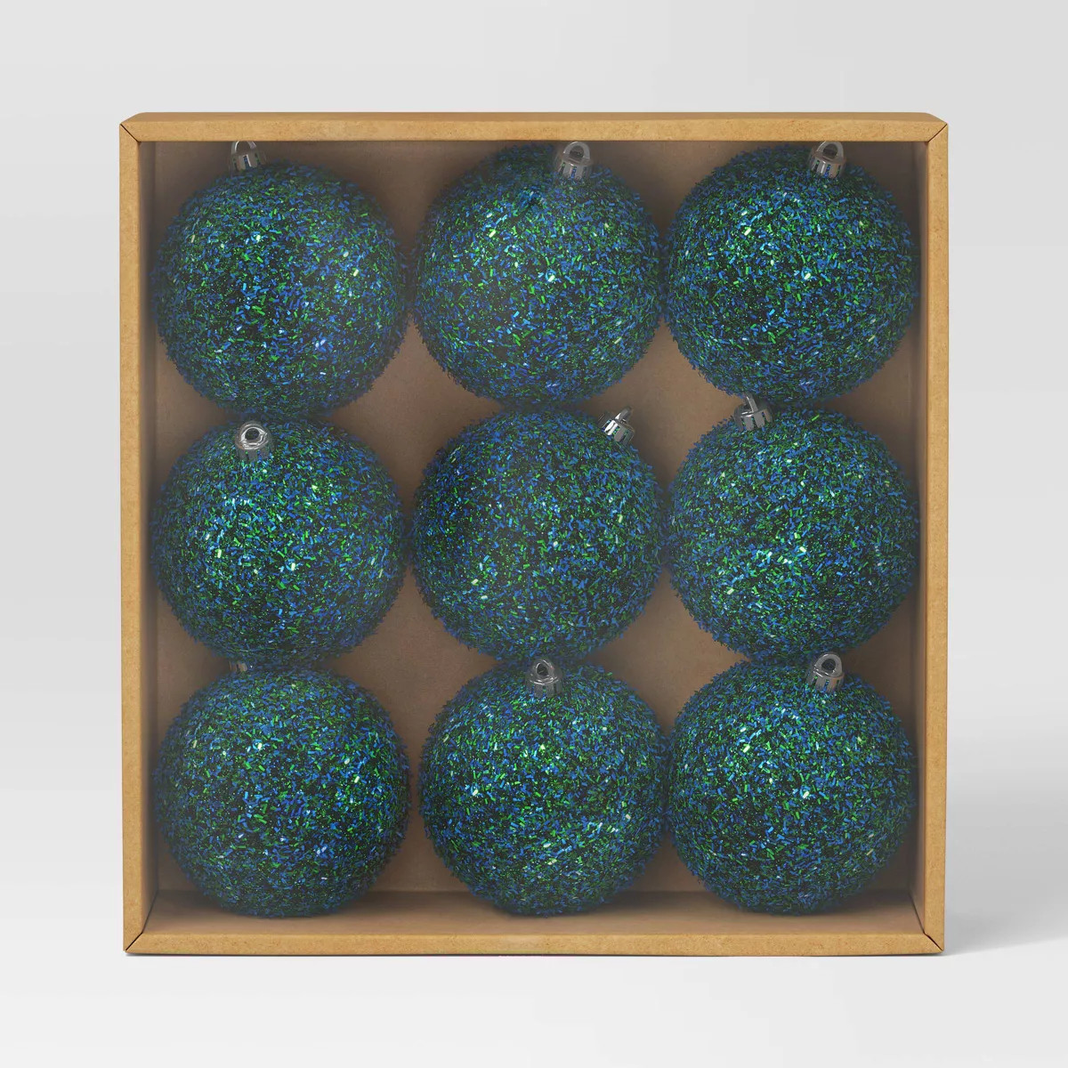 9ct Christmas Tinsel Ball Ornament Set Blue Green - Wondershop™ | Target