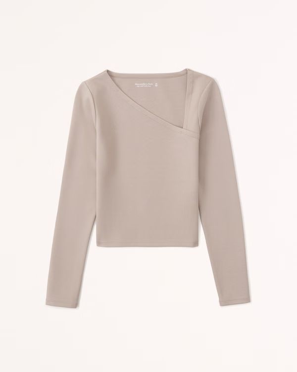 Long-Sleeve Asymmetrical Ponte Top | Abercrombie & Fitch (US)