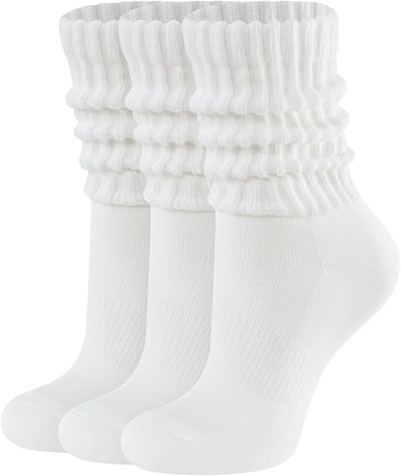 CLOSEMATE Womens Scrunch Crew Socks Retro Soft Cotton Cozy Slouchy Socks for Sneakers Boot 3 Pair... | Amazon (US)