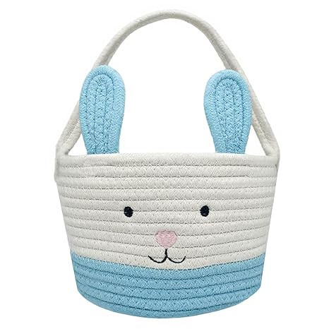 Easter Basket, Easter Bunny Baskets with Handle, Baby Gift Baskets, Egg Buckets Gifts Tote Bags E... | Amazon (US)