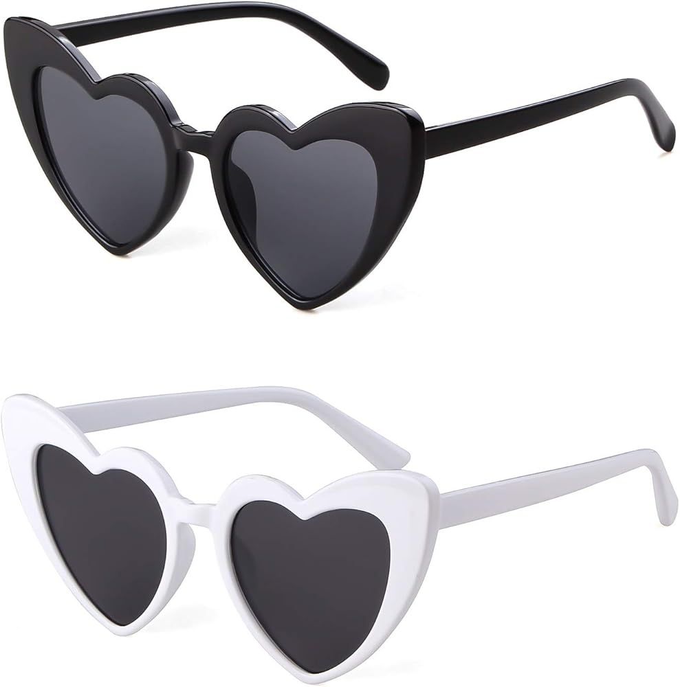 Clout Goggle Heart Sunglasses Vintage Cat Eye Mod Style Retro Kurt Cobain Glasses | Amazon (US)