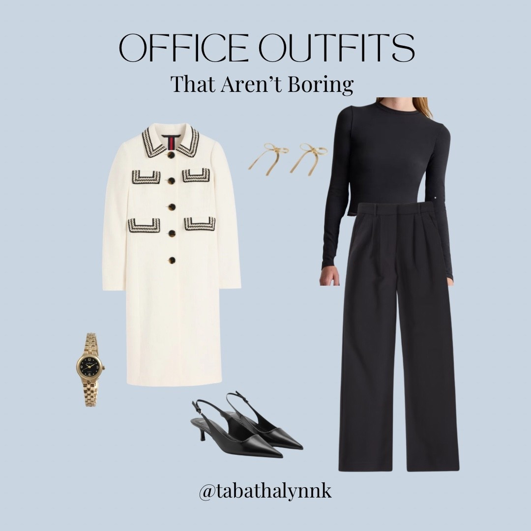 Back with another office outfits that aren’t boring, even though I’m a SAHM now 😉 This Boden coat is just to die for! Paired with a monochromatic black look to keep it chic  

#LTKootd #LTKWorkwear