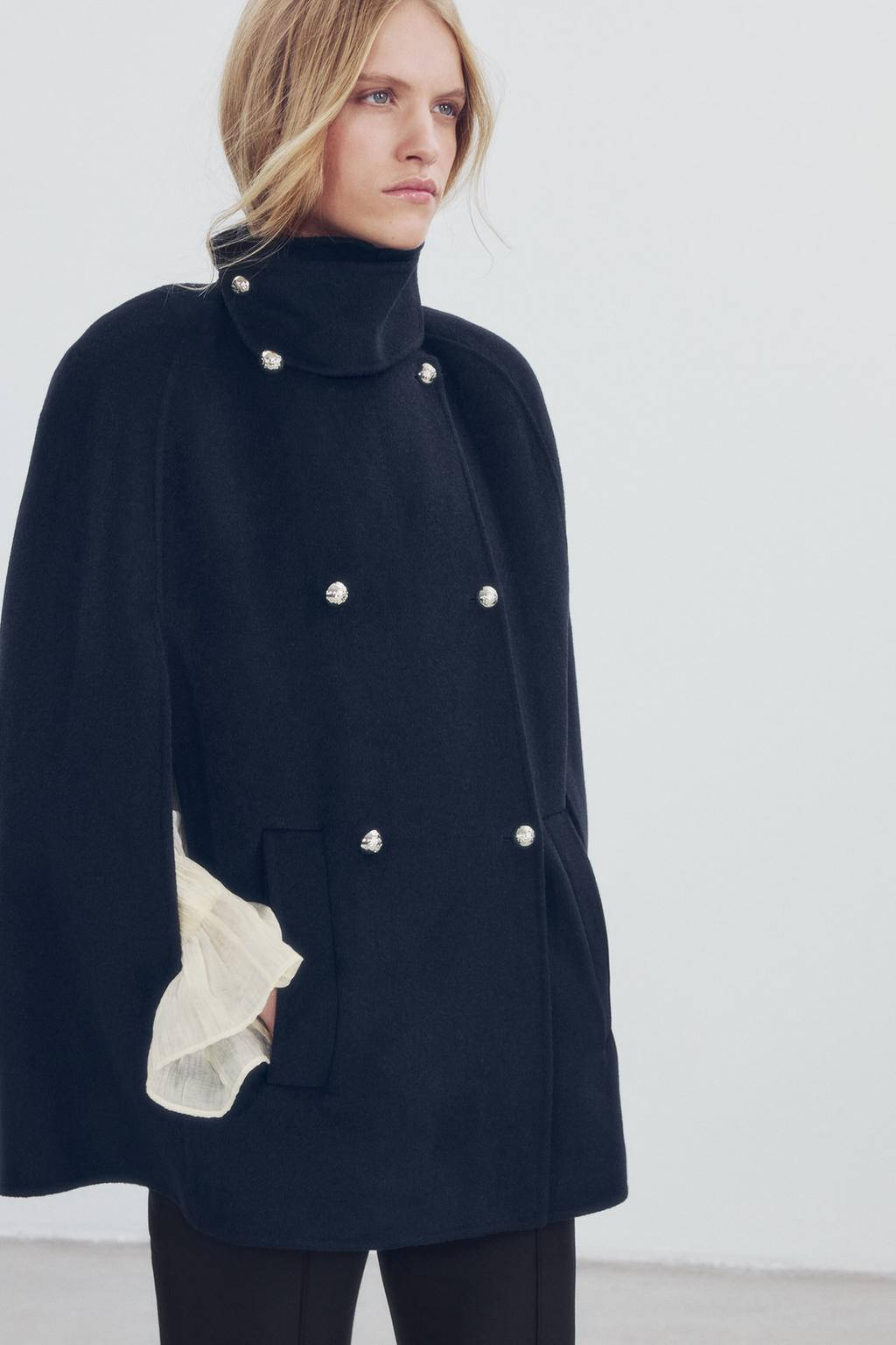 ZW COLLECTION WOOL BLEND BUTTON CAPE | Zara US