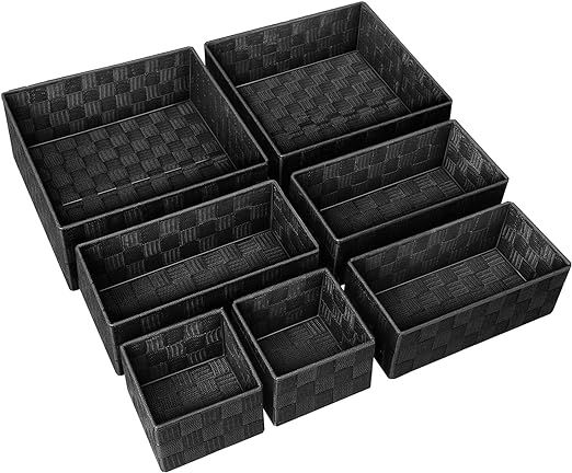 LOVSTORAGE Woven Baskets for Storage 7-Pack, Small Storage Baskets for Shelves Bathroom Baskets D... | Amazon (US)