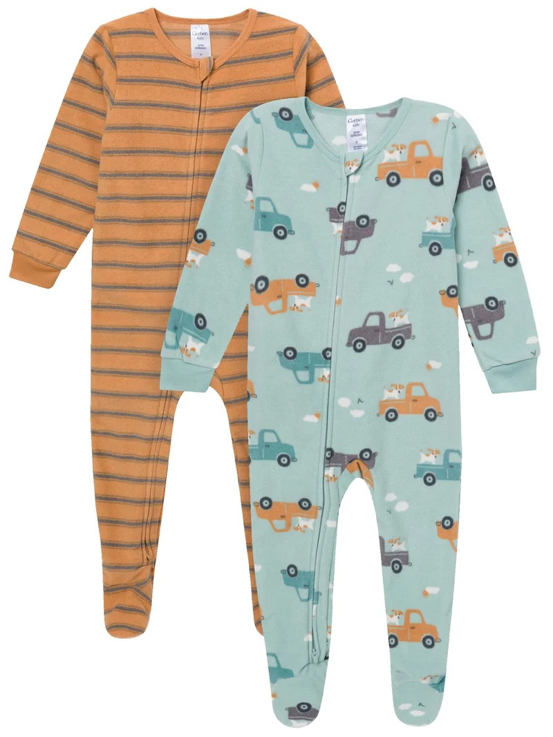 Gerber Baby and Toddler Neutral Microfleece 2-Way Zipper Blanket Sleeper Pajamas, 2-Pack, Sizes 0... | Walmart (US)