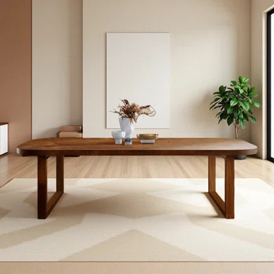 Retro Solid Wood Brown Dining Table | Wayfair North America