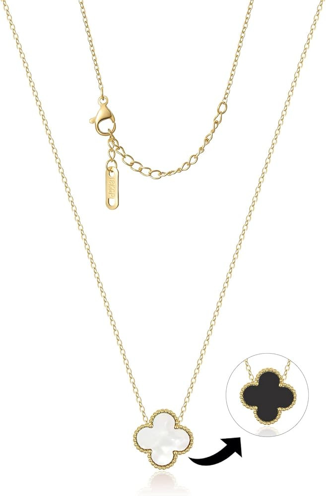 Tesguryo Double Sided Lucky Clover Necklace For Women Girls,18K Gold Plated Simple Titanium Steel... | Amazon (US)