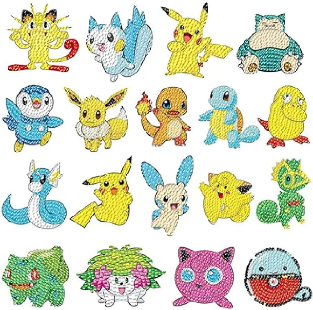 18 Pcs Diamond Art Stickers Kit, DIY Cartoon Paint by Numbers Diamonds Mosaic Sticker for Kids an... | Amazon (US)