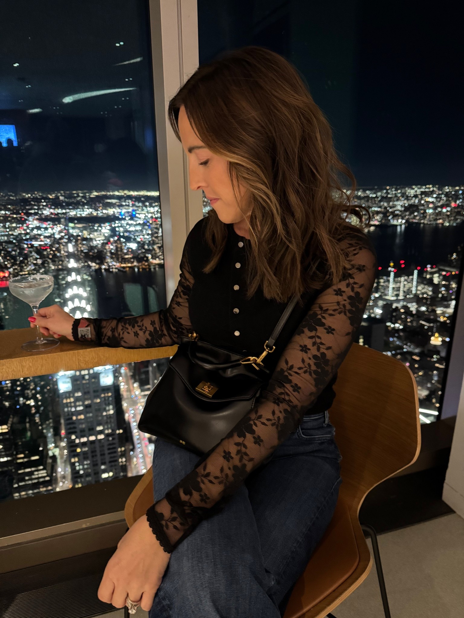 NYC nights. 
The lace sleeves on this cashmere sweater are such a pretty touch. 
XS 

#LTKSeasonal #LTKHoliday