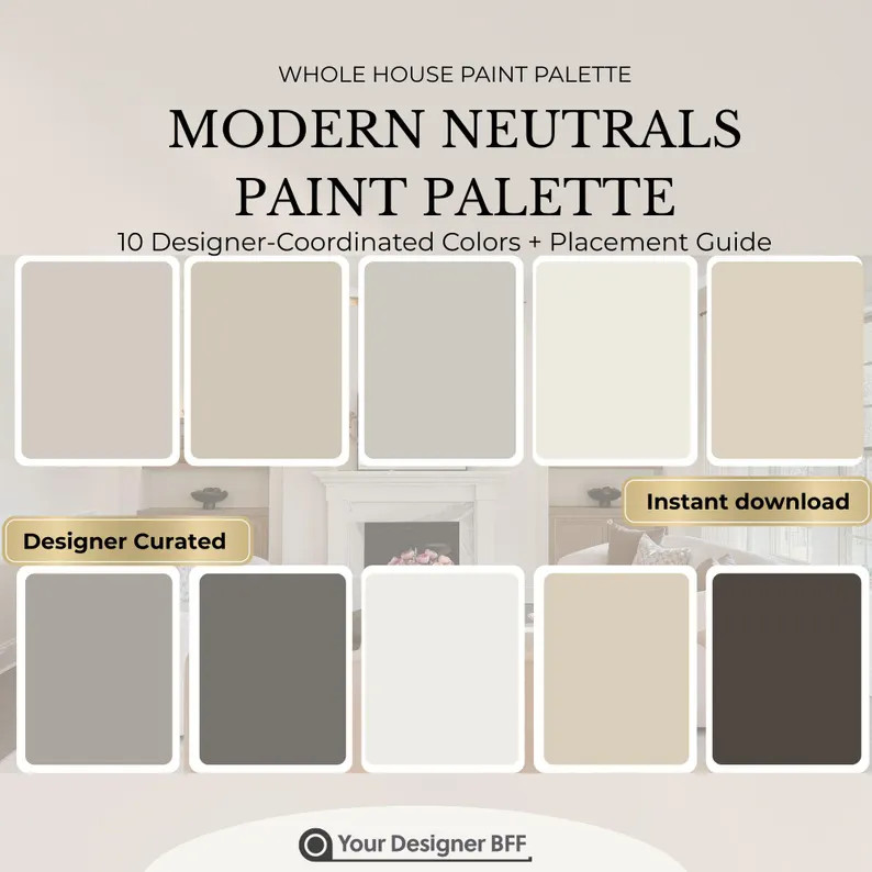 Modern Neutral Whole House Paint Palette | Sherwin-williams Designer Colors (digital PDF) - Etsy | Etsy (Global)