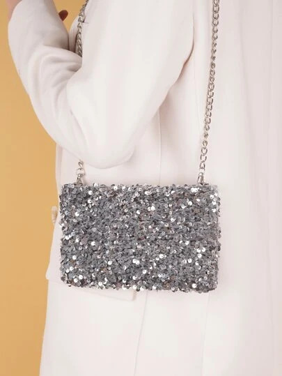 Sac carré à sequins chaîne | SHEIN