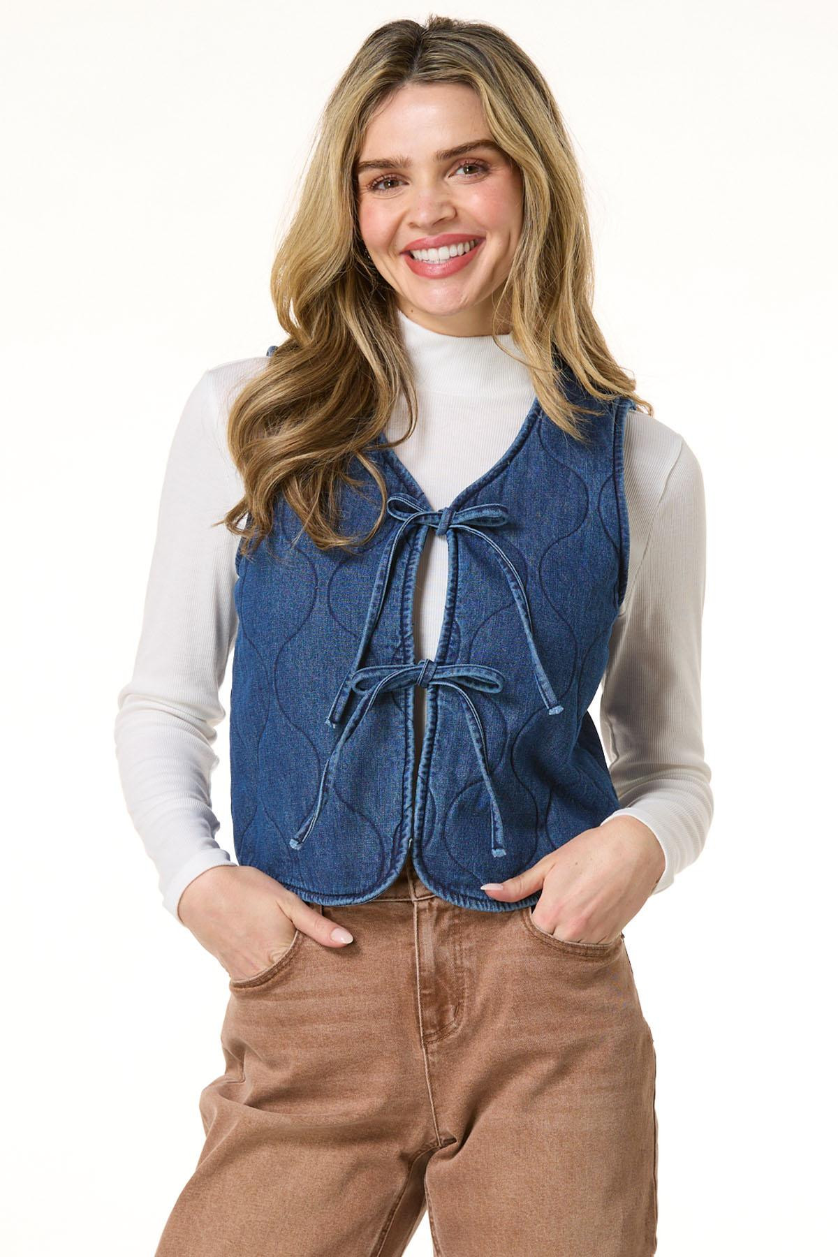 Quilted Tie Front Vest | Cato Fashions