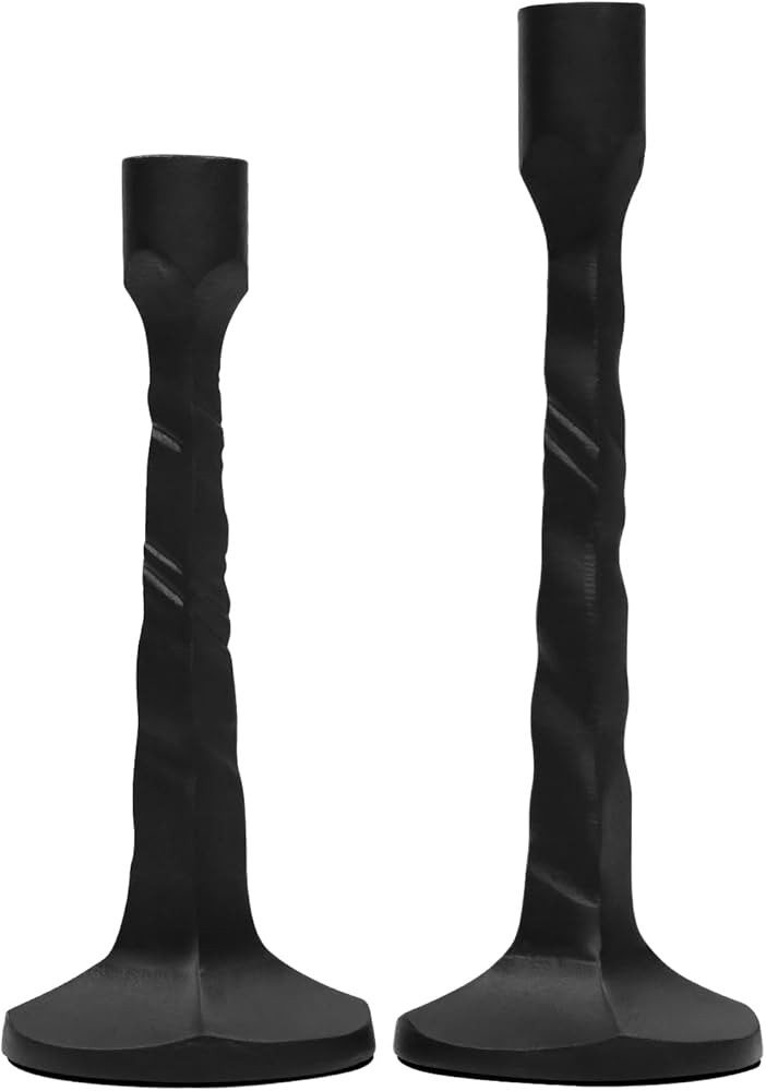 Black Candle Holder - 2 Pack Taper Candlestick Holders for Table Black Decor - Modern Black Candl... | Amazon (US)