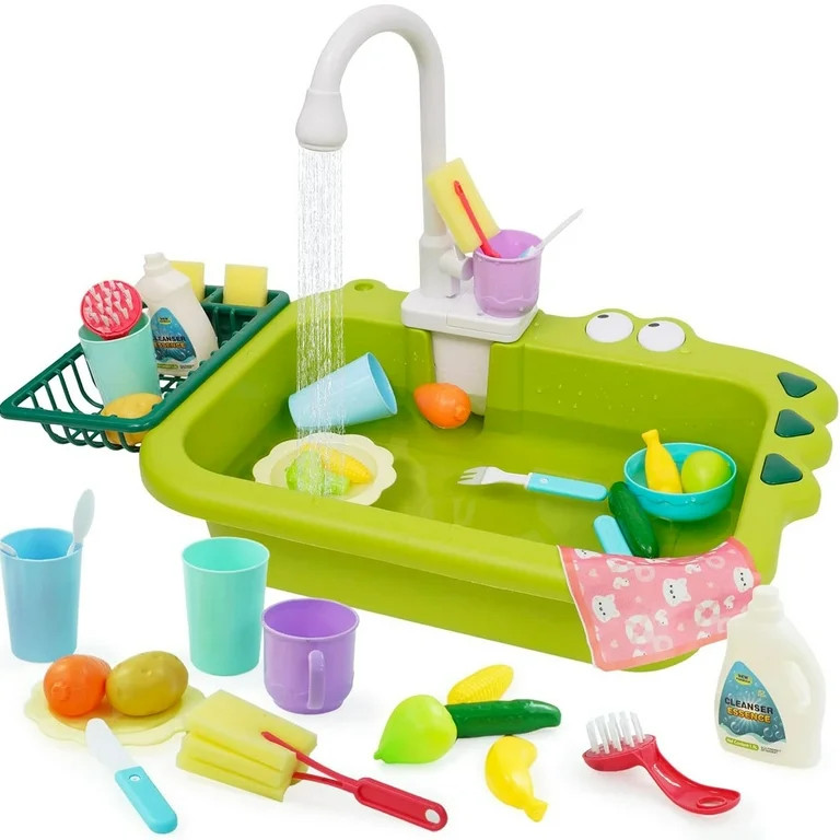 Ealing Kids Kitchen Sink Toys Playset with Running Water,23Pcs Accessories Pretend Play Kitchen D... | Walmart (US)