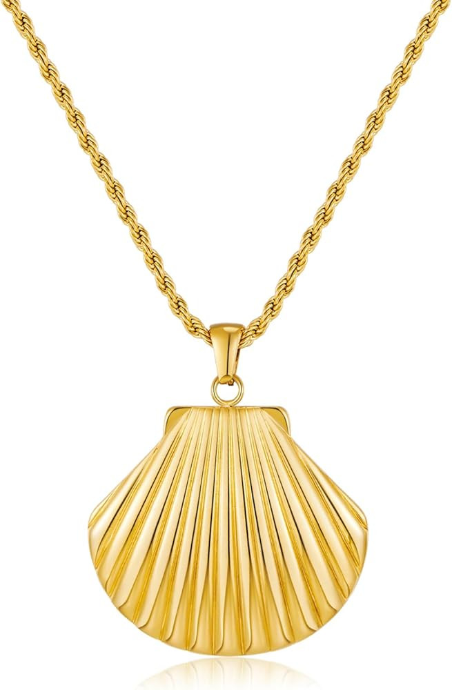 WOWORAMA Gold Shell Necklace for Women Boho Scallop Conch Shell Necklaces Vintage Ocean Sea Shell... | Amazon (US)