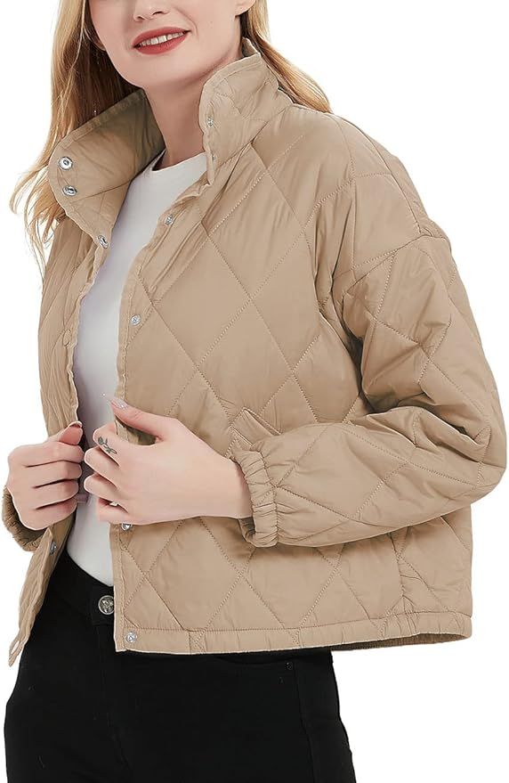 Bellivera Women Quilted Lightweight Coat Puffer Padded Spring Short Button Jacket | Amazon (US)