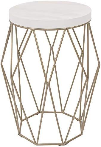 Silverwood Side Table, Gold with Faux Marble Top | Amazon (US)