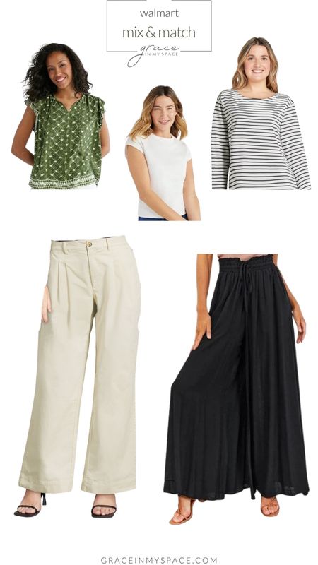 Love these easy mix and match outfit ideas from @walmartfashion #walmartpartner. The tops are interchangeable with both sets of pants for a more polished or more casual spring outfit. #walmartfashion 

#LTKfindsunder50 #LTKfindsunder100 #LTKworkwear