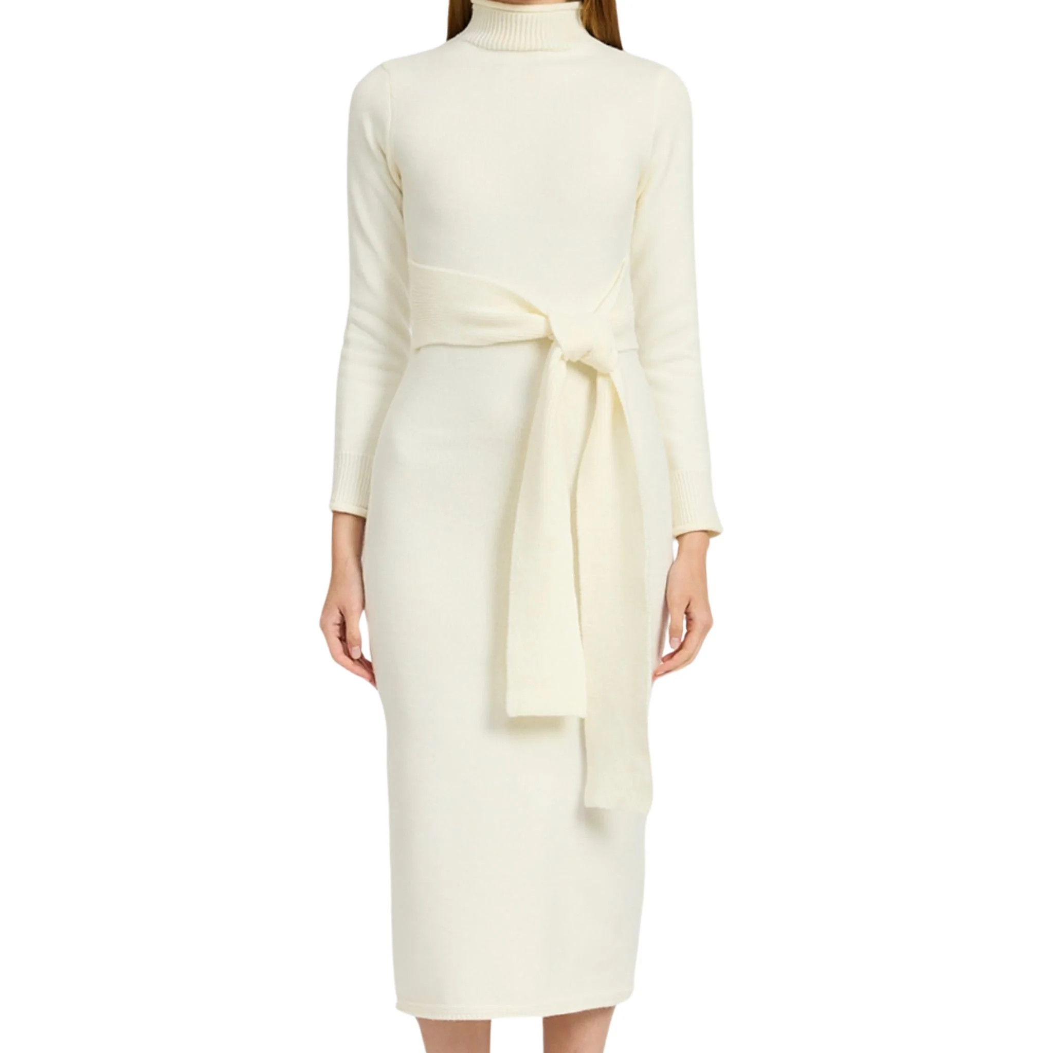Elegant Ivory Wrap Sweater Dress | Christina Greene 