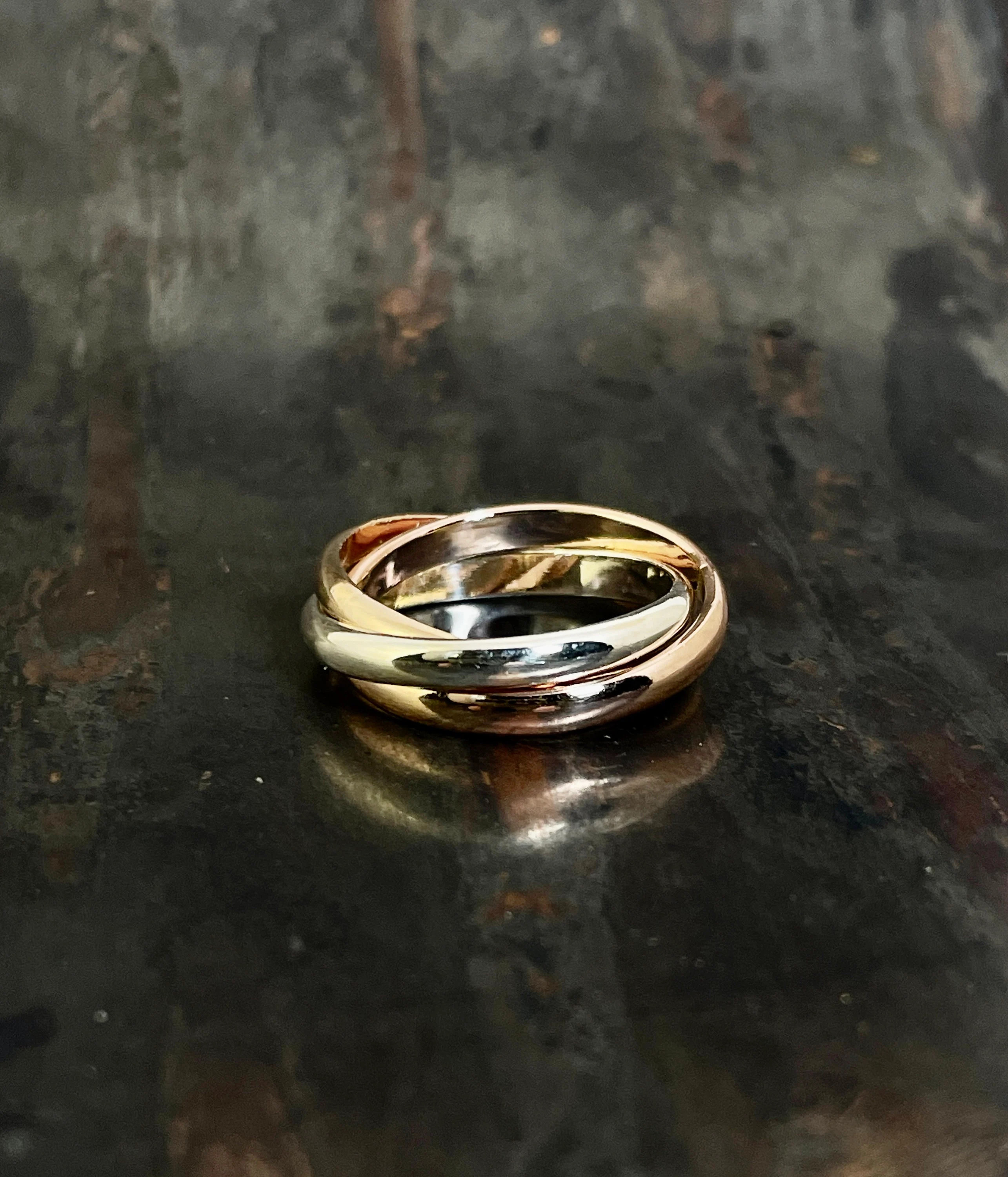 Tri-metal Tango Rolling Ring - Sterling Silver, Rose Gold Filled, Yellow Gold Filled - Unique Spi... | Etsy (US)